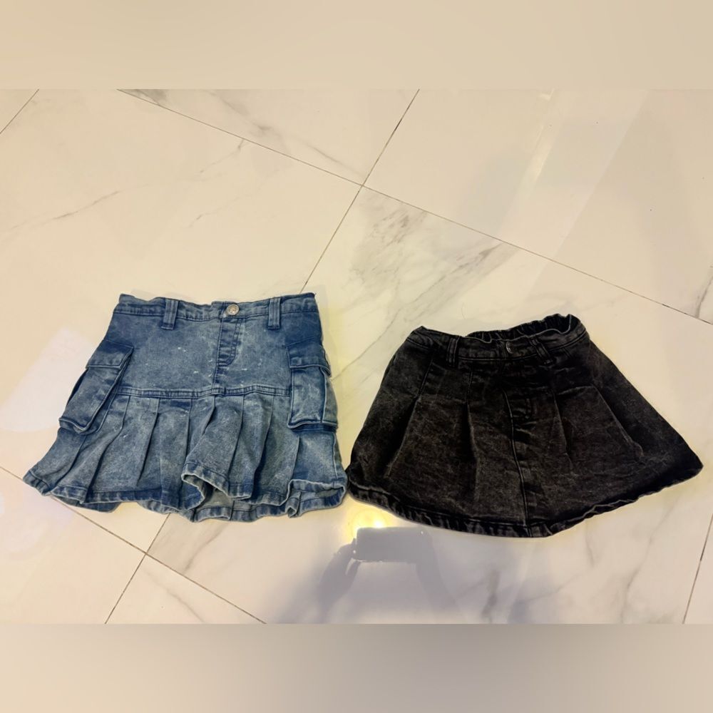 Denim and Black Pleated Skirts kids #22